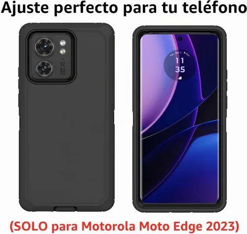Vista 7 de Funda protectora resistente para Motorola Edge 2023 (no para la versión Edge+), resistente a prueba de golpes, a prueba de polvo, 3 en 1, para Negro
