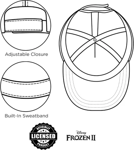 Vista 5 de Disney Gorra de béisbol, Frozen Elsa & Anna ajustable para niños de 4 a 7 años, Blanco