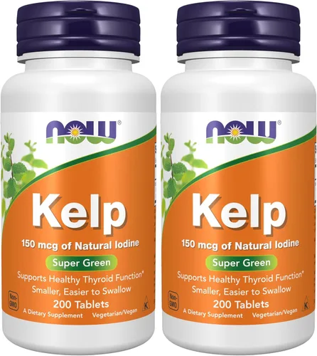 Vista 9 de NOW Suplementos, Kelp 150 mcg de yodo natural, tableta más fácil de tragar, súper verde, 200 tabletas