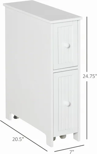 Vista 3 de kleankin Armario de baño delgado, soporte para papel higiénico, cajones