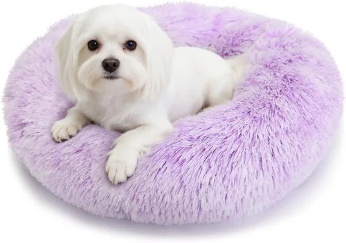 Vista 35 de Cama para perros pequeños, cama calmante para perros pequeños, antiansiedad, cama para cachorros, lavable a máquina, esponjosa, de lujo Verde militar