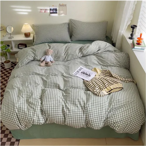 Vista 17 de DONEUS Juego de funda de edredón a cuadros 100% algodón lavado como lino súper suave y cómodo, juego de ropa de cama de 3 piezas a cuadros negros