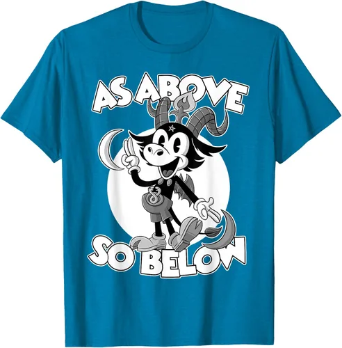 Vista 9 de Camiseta de dibujos animados retro de Baphomet Pagan As Above So Below, Negro, S