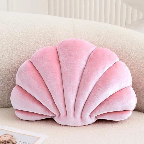 Vista 13 de XIAIJIA Seashell - Almohada decorativa con forma de concha marina, almohada de lanzar con forma de concha, almohada de playa con inserto 3D