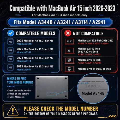 Vista 3 de Batianda Funda para MacBook Air de 15" 2026 M5 M4 M3 M2 Chip, Starry Mountain Montaña estrellada