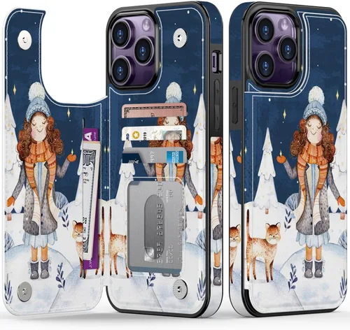 Vista 308 de LETO para iPhone 15 Pro Funda tipo cartera - Tapa tipo folio con patada - Diseños de moda - Tarjetero - Funda protectora para mujeres y niñas - 6.1