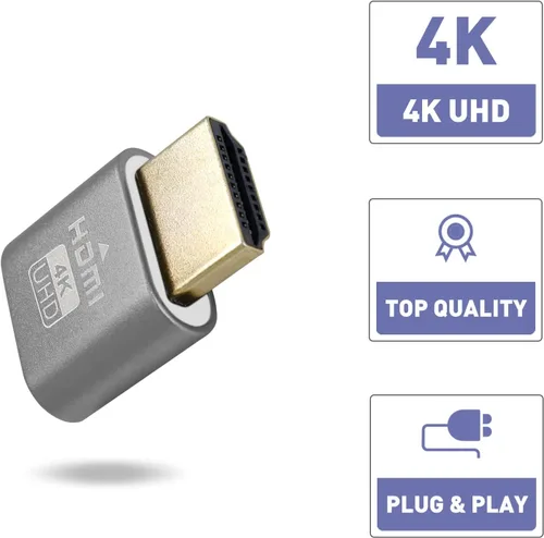 Vista 2 de [Paquete de 3] Enchufe simulado HDMI 4K – emulador de pantalla de monitor virtual, adaptador de pantalla sin cabeza soporta hasta 3840x2160@60Hz