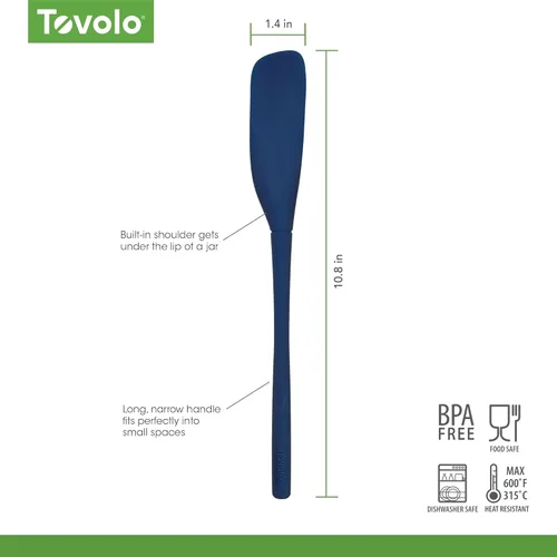 Vista 6 de Tovolo Espátula de silicona para tarros de mango largo, herramienta de raspado de goma para mezcladoras de tarros de mermelada de mantequilla