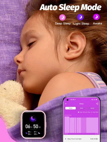 Vista 5 de Reloj inteligente para niños y niñas, reloj inteligente para niños, regalos para niños de 4 a 16 años con modo de sueño, 19 modos deportivos