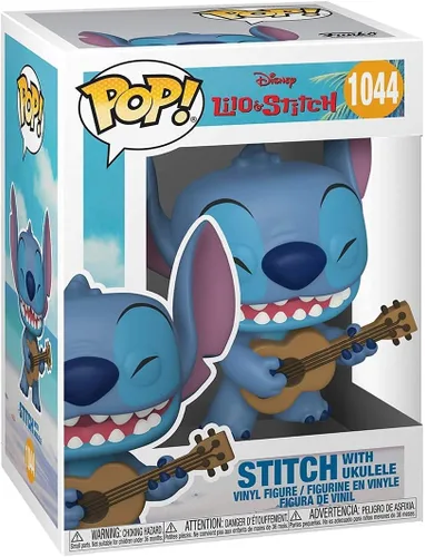 Vista 3 de Funko POP Disney: Lilo & Stitch - Figura de vinilo de Stitch with Ukelele Pop! (incluye funda protectora compatible con caja Pop Box), multicolor