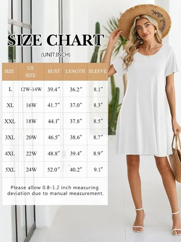 Vista 6 de BELAROI - Vestido informal de verano para mujer, vestido con vuelo de mangas cortas, estilo túnica