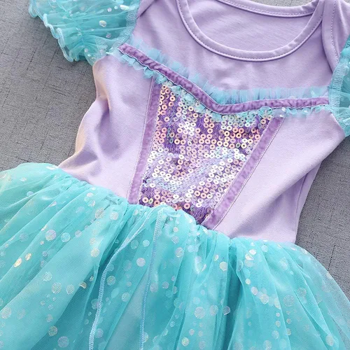 Vista 5 de HIHCBF Disfraz de princesa de Navidad para bebé, disfraz de sirena de Sofía Belle, Halloween, fiesta de cumpleaños, vestido tutú con diadema