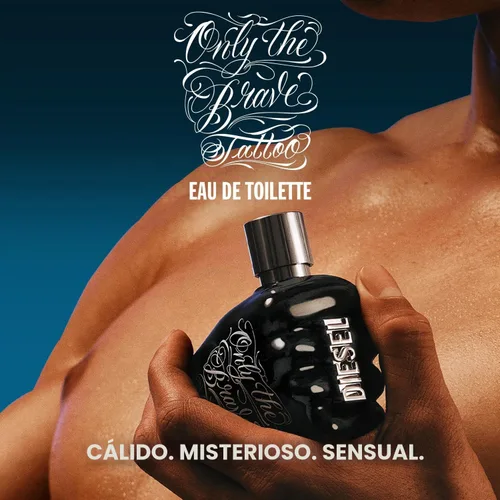 Vista 3 de Diesel Only The Brave Tattoo, Eau de Toilette para hombre, amaderado con notas de manzana, pimienta bourbon picante y tabaco, 1.2 onzas líquidas