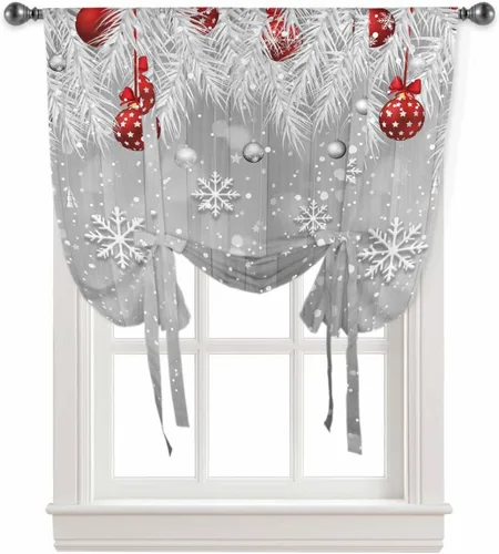 Vista 14 de Cortinas de globo de Navidad de Papá Noel rosa para ventanas, paneles de dormitorio de árbol de Navidad de 54 pulgadas de largo, con aislamiento