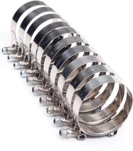 Vista 7 de 2 piezas de abrazaderas de acero inoxidable con perno en T de 1 pulgada (32 mm - 37 mm) para entrada turbo de intercooler