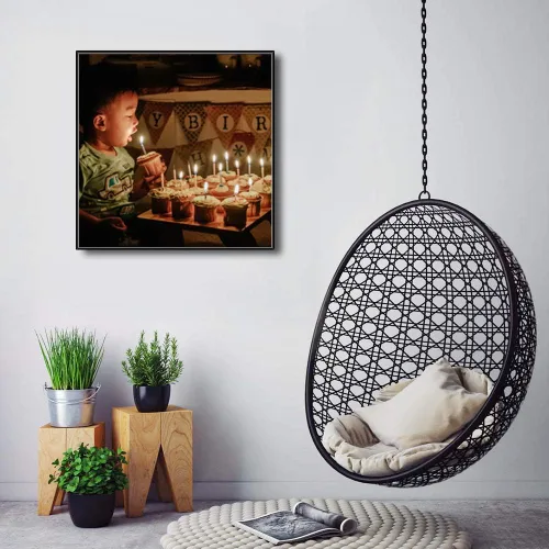 Vista 5 de SIGNFORD Lienzo enmarcado personalizado, arte de pared personalizado con fotos de fiesta de cumpleaños impresas digitalmente, 16 x 16 pulgadas