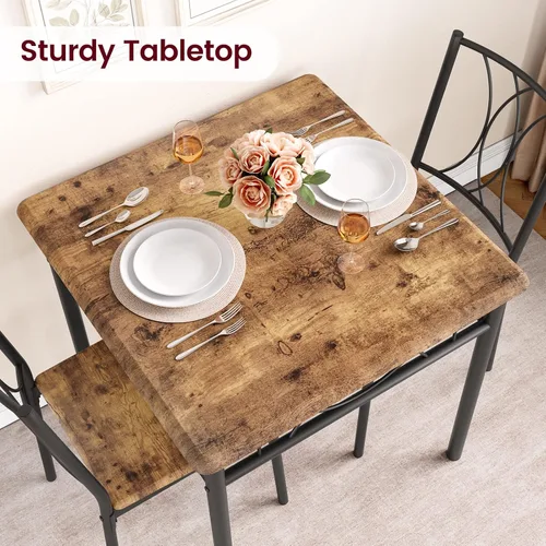 Vista 3 de CABIHOME Juego de mesa de comedor para 2, juego de mesa de cocina de 3 piezas para 2, juego de 2 mesas de cocina cuadradas, juego de mesa de comedor