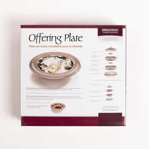 Vista 5 de BROADMAN CHURCH SUPPLIES RemembranceWare - Plato de oferta, plateado con fieltro rojo