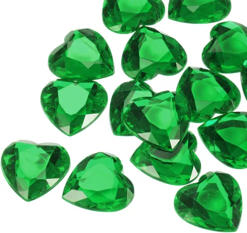 Vista 12 de MECCANIXITY 20 piezas de diamantes de imitación acrílicos de corazón de 0.787 pulgadas (0.787 in) con parte trasera plana, gemas de plástico