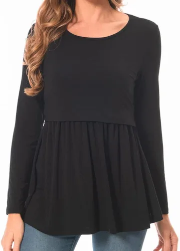 Vista 10 de Bearsland Camiseta de lactancia para mujer, cuello redondo, ropa de embarazo Ajwine Rojo