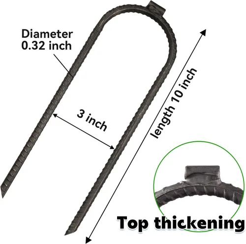 Vista 2 de Trampolín de refuerzo extra grande de 10 x 3 pulgadas, estacas de viento de seguridad, estaca en U de acero resistente, color negro
