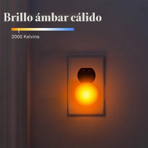 Vista 4 de Loftie – Luces nocturnas enchufables en la pared - 0.5W Luz nocturna enchufable - Resplandor ámbar cálido, luz de pared con sensor de atardecer a