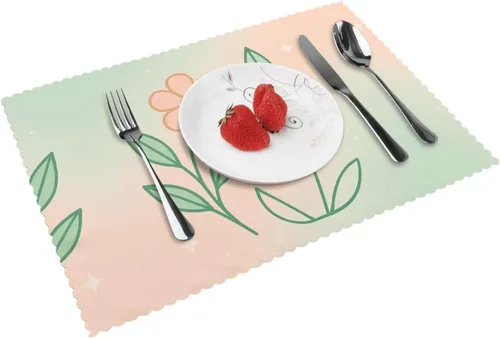 Vista 15 de Rectangular Placemats Set of 4, Heat Resistant Dusk Carnation Printed Kitchen Dining Table Mats