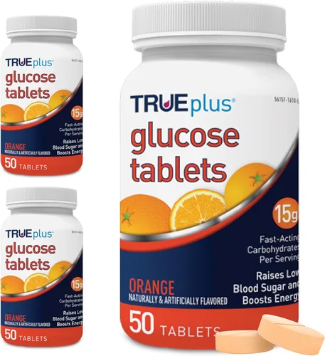 Vista 12 de TRUEplus® Tabletas de glucosa, sabor surtido (uva, frambuesa, naranja), botella de 50 unidades (1)