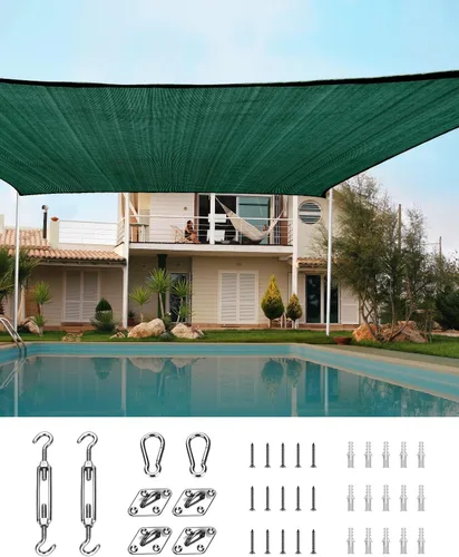 Vista 35 de Quictent Toldo rectangular de polietileno de alta densidad de 6.53 oz, 98% de bloqueo UV, para patio, jardín, cubierta comercial con kit de Marrón