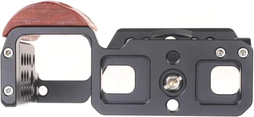 Vista 4 de FocusFoto Jaula de aluminio para cámara con mango lateral de madera para cámara Sony Alpha ZV-E10, estabilizador de video de marco completo