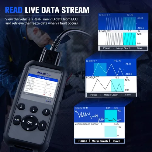 Vista 4 de 2026 Nuevo Autel ML629 Escáner OBD2, herramienta de diagnóstico de transmisión del motor ABS SRS, lector de códigos OBDII completo para mecánicos