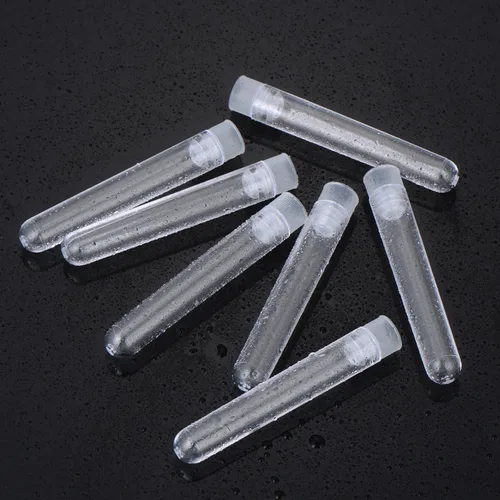 Vista 4 de Hicarer 50 tubos transparentes de plástico para fiestas con tapas de presión, herméticos, a prueba de olores, botellas de almacenamiento
