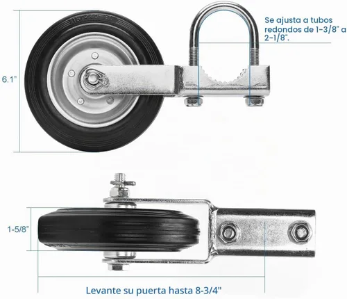 Vista 3 de Puerta giratoria de soporte para rueda de puerta con marcos de puerta de 1-5/8 pulgadas a 2-1/8 pulgadas, rueda de soporte de puerta para puerta
