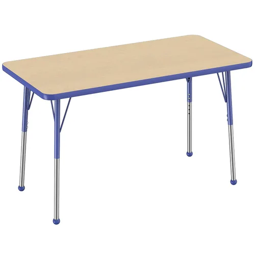 Vista 82 de FDP - Mesa rectangular para actividades escolares y de oficina (24 x 36 pulgadas), patas estándar con deslizadores giratorios, altura ajustable