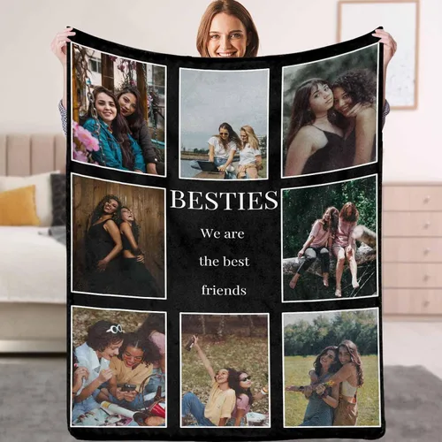 Vista 10 de YESCUSTOM Manta personalizada con fotos y texto, Manta familiar personalizada para adultos, niños y amigos, para cumpleaños, regalo conmemorativo