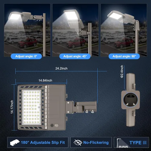 Vista 7 de KUKUPPO Luz LED de estacionamiento de 200 W, luz de poste de estacionamiento de grado industrial con certificación DLC UL, luz LED caja de zapatos