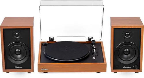 Vista 10 de Electrohome Montrose Record Player Stereo System, 4" Bluetooth Powered Bookshelf Speakers, Belt-Drive Turntable with Audio-Technica Stylus, Speed