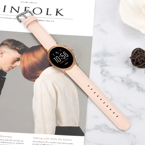Vista 4 de 200 correas compatibles con Fossil Julianna Hr, correa de repuesto de piel auténtica suave clásica para Fossil Julianna HR/Fossil Carlyle Smartwatch