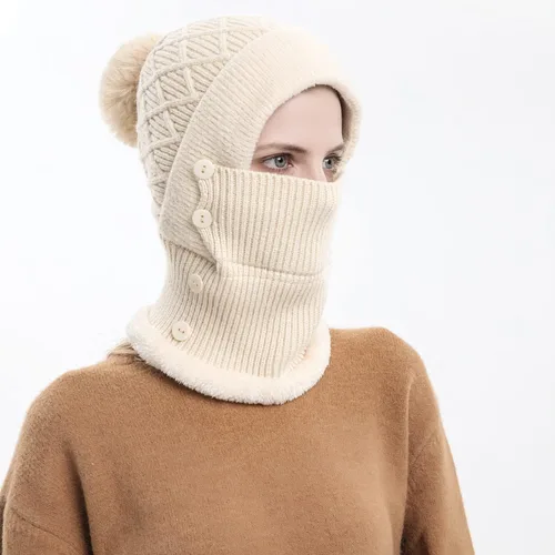 Vista 7 de Pasamontañas para mujer, visera de una sola pieza, gorro de cráneo, bufanda de cuello, bufanda de esquí, nieve, invierno, gorro de forro polar