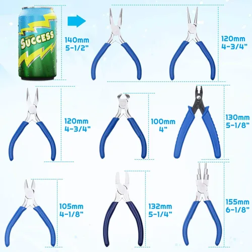 Vista 5 de Shynek Herramientas de alicates para hacer joyas, 8 piezas de alicates de joyería para suministros de fabricación de joyas