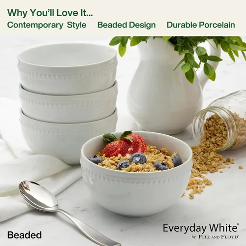 Vista 8 de Everyday White Tazones de sopa y cereales de porcelana de 26 onzas