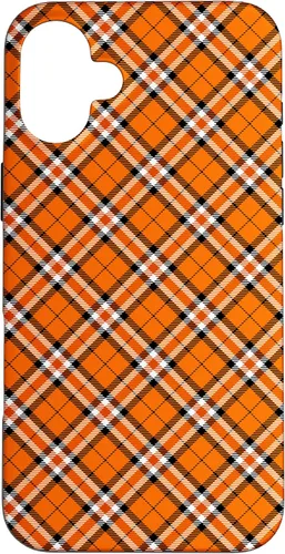 Vista 22 de iPhone 16 Vintage Orange Plaid Halloween Fall Autumn Pumpkins Case