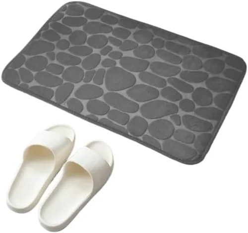 Vista 5 de Alfombra antideslizante de Baño con Relieve de Adoquines, Alfombras Antideslizantes En Lavabo, Alfombra De Suelo Lateral De Bañera, Felpudo De
