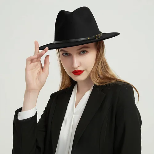 Vista 6 de Wide Brim Fedora Hats for Women Men Two Tone Dress Hat Felt Panama Hat in Two Audlt