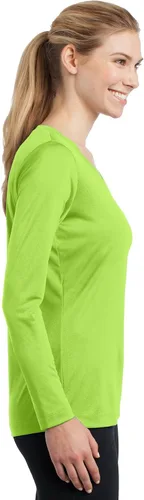 Vista 2 de Sport-Tek señoras cuello en V playera orquídea rosa