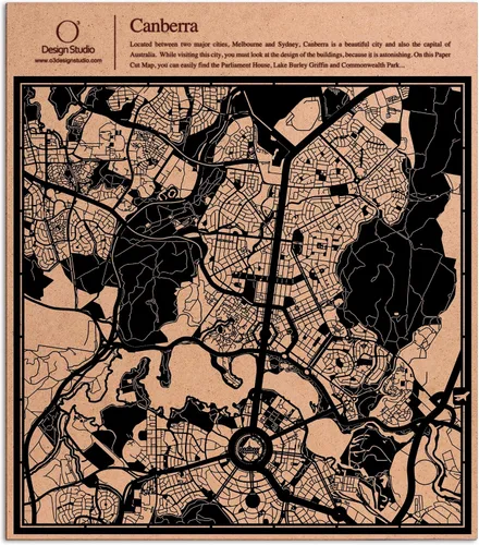 Vista 33 de O3 Design Studio Abu Dhabi - Mapa de corte de papel negro (12 x 12 pulgadas)