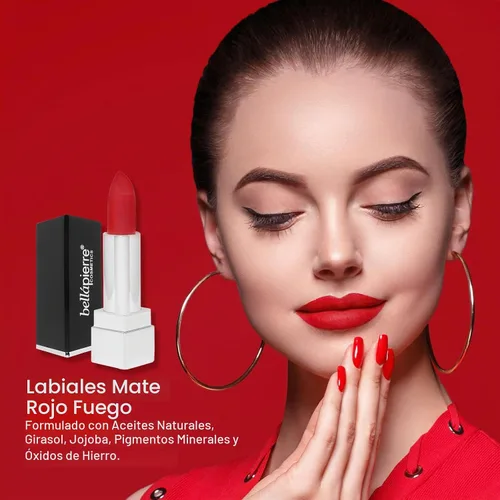Vista 5 de bellapierre Lápiz labial mate, color mineral de larga duración con vitaminas C y E, fórmula nutritiva, acabado mate natural, limpio, sin parabenos