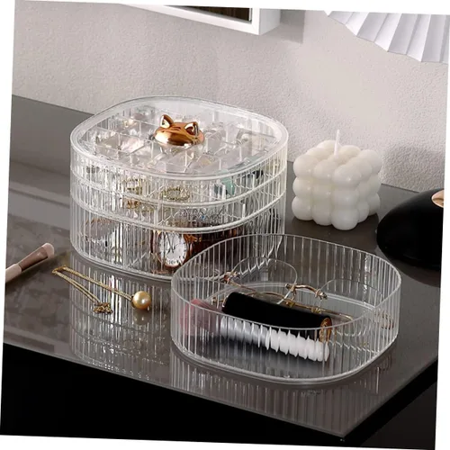 Vista 2 de Caja organizadora de joyas apilable transparente con múltiples compartimentos, contenedor de almacenamiento de joyas para aretes, collares