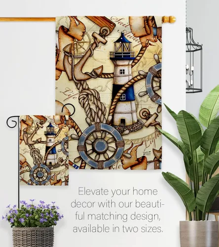 Vista 8 de Bandera náutica costera de Sailor Sea Shells al aire libre, decoración del océano de verano, pancarta pequeña para jardín, patio, regalo de doble