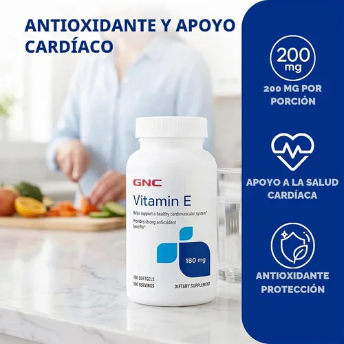 Vista 3 de GNC Vitamina E 200 mg, apoya el sistema cardiovascular saludable, 100